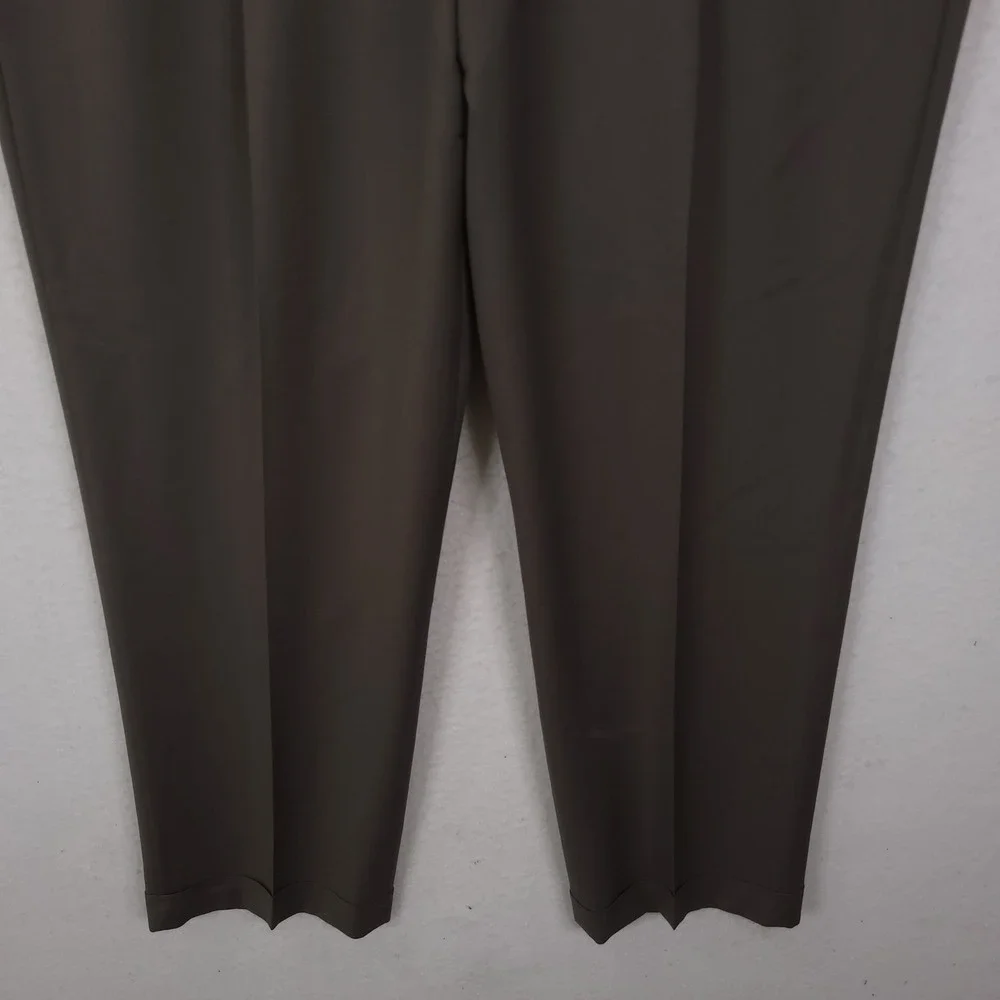 Ermenegildo Zegna Dress Pants Men 34 Fits 36x29 Olive Brown Wool Pleated Cuffed